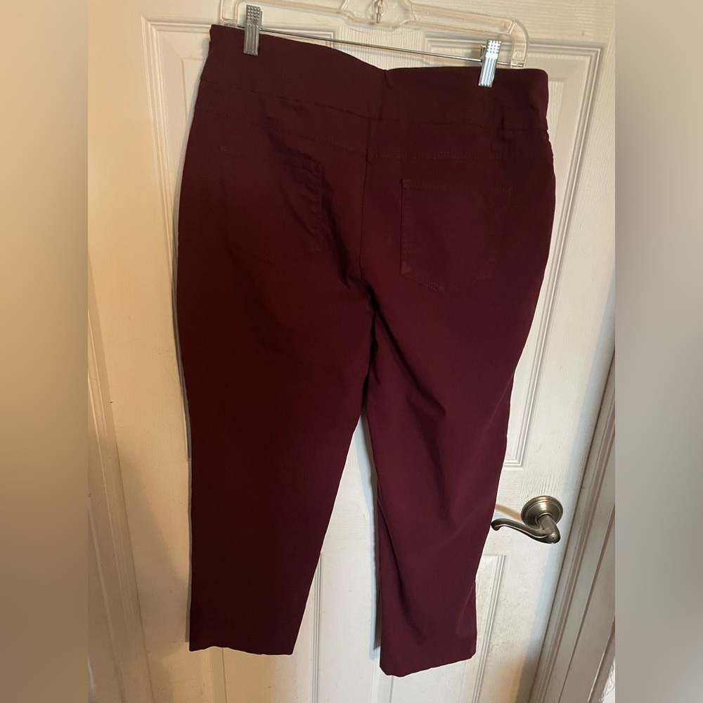 Burgundy  Cropped Pants by Ruby Red